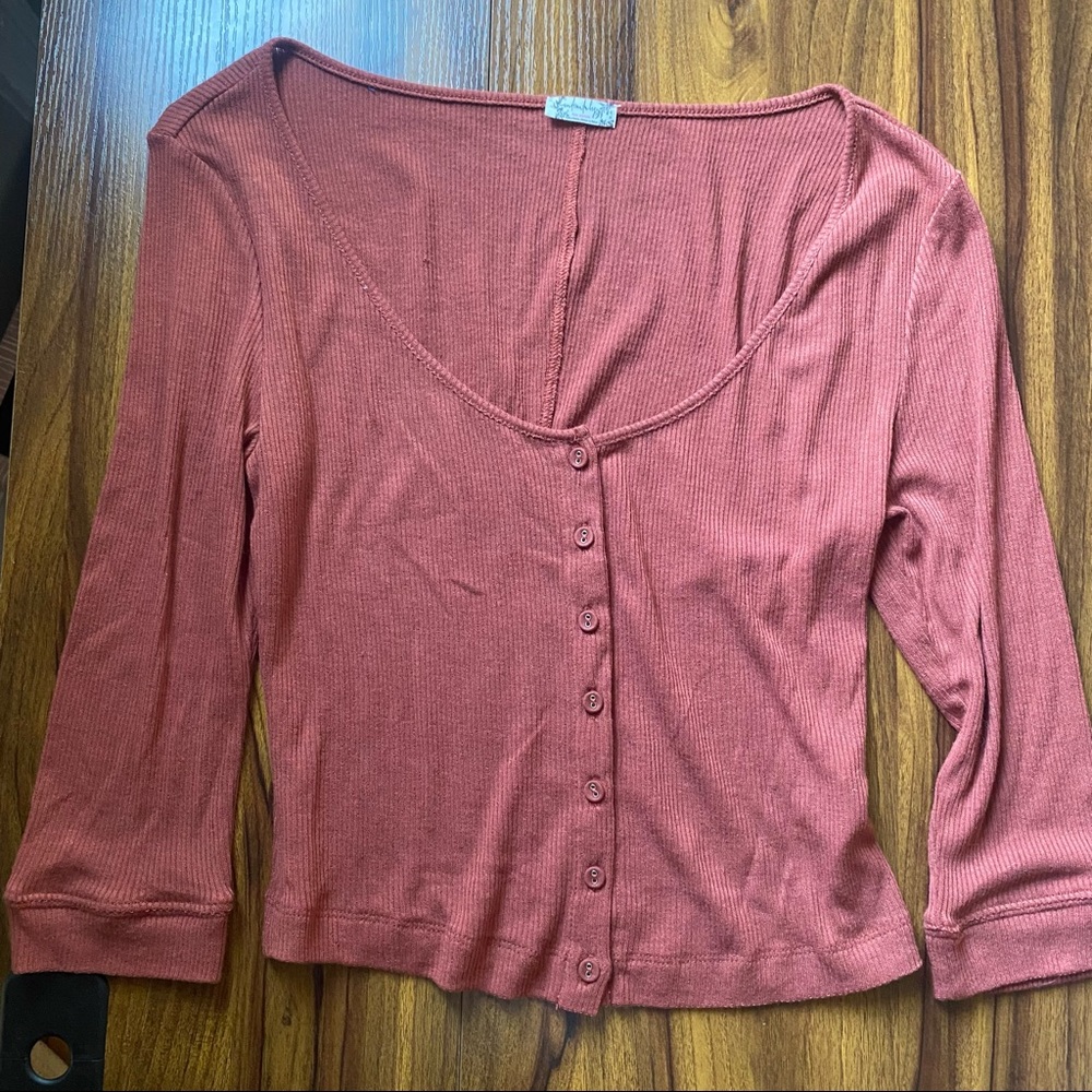 Free People 3/4 Sleeve Crop Top
